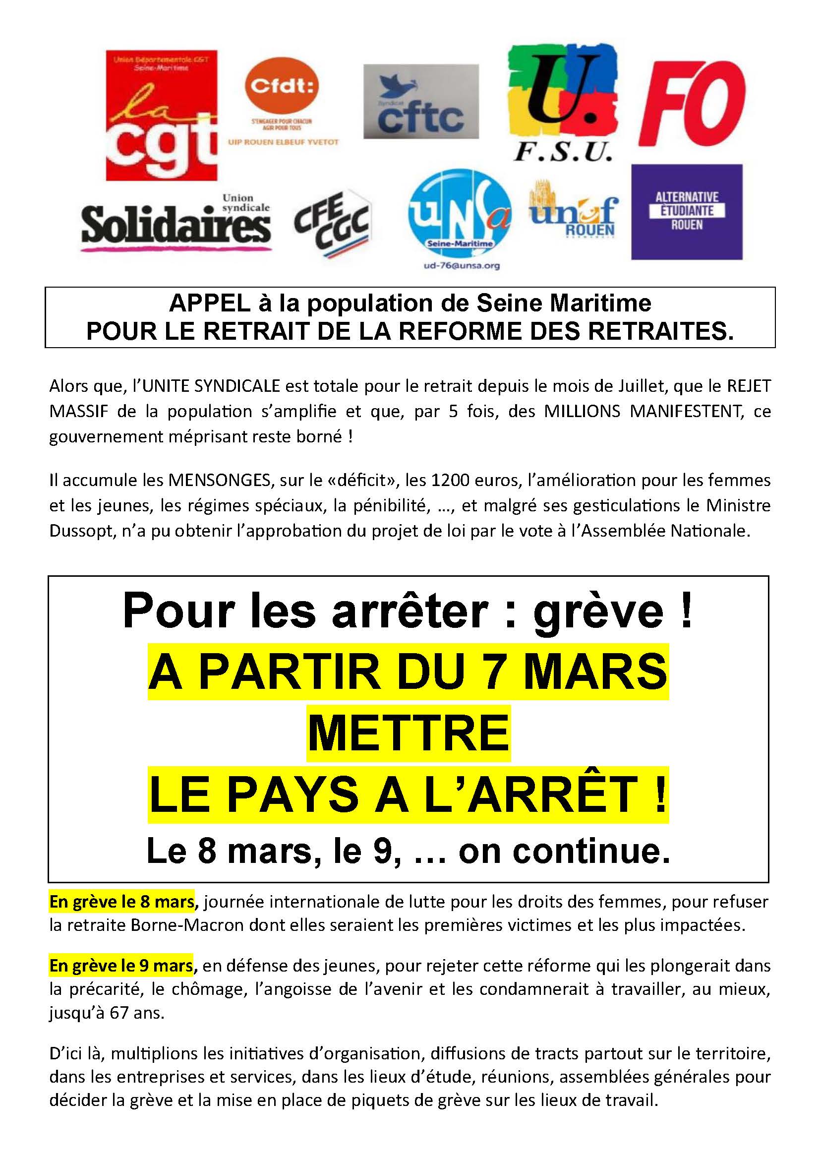 Tract intersyndical 7 mars