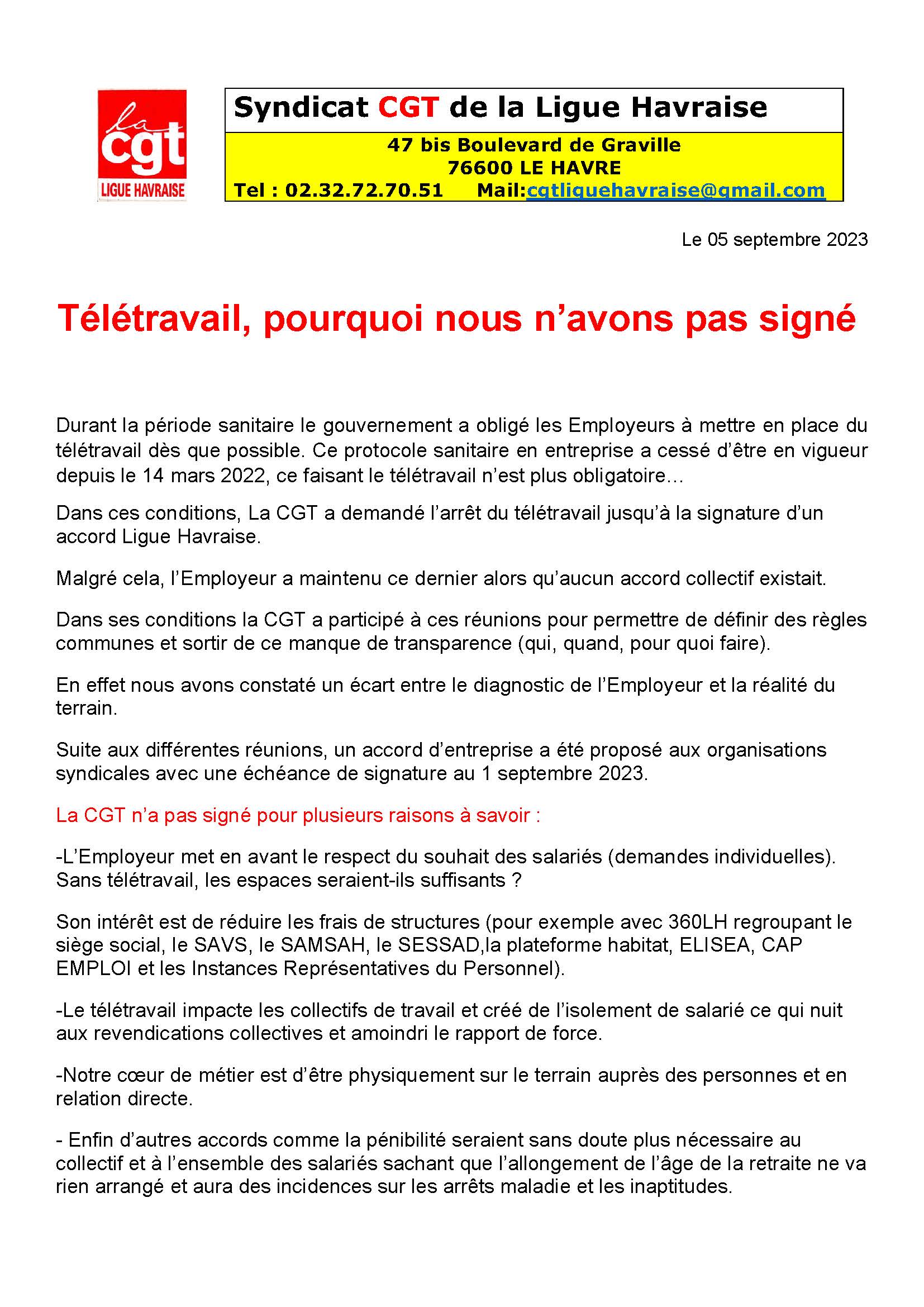 Télétravail, pourquoi nous n’avons pas signé