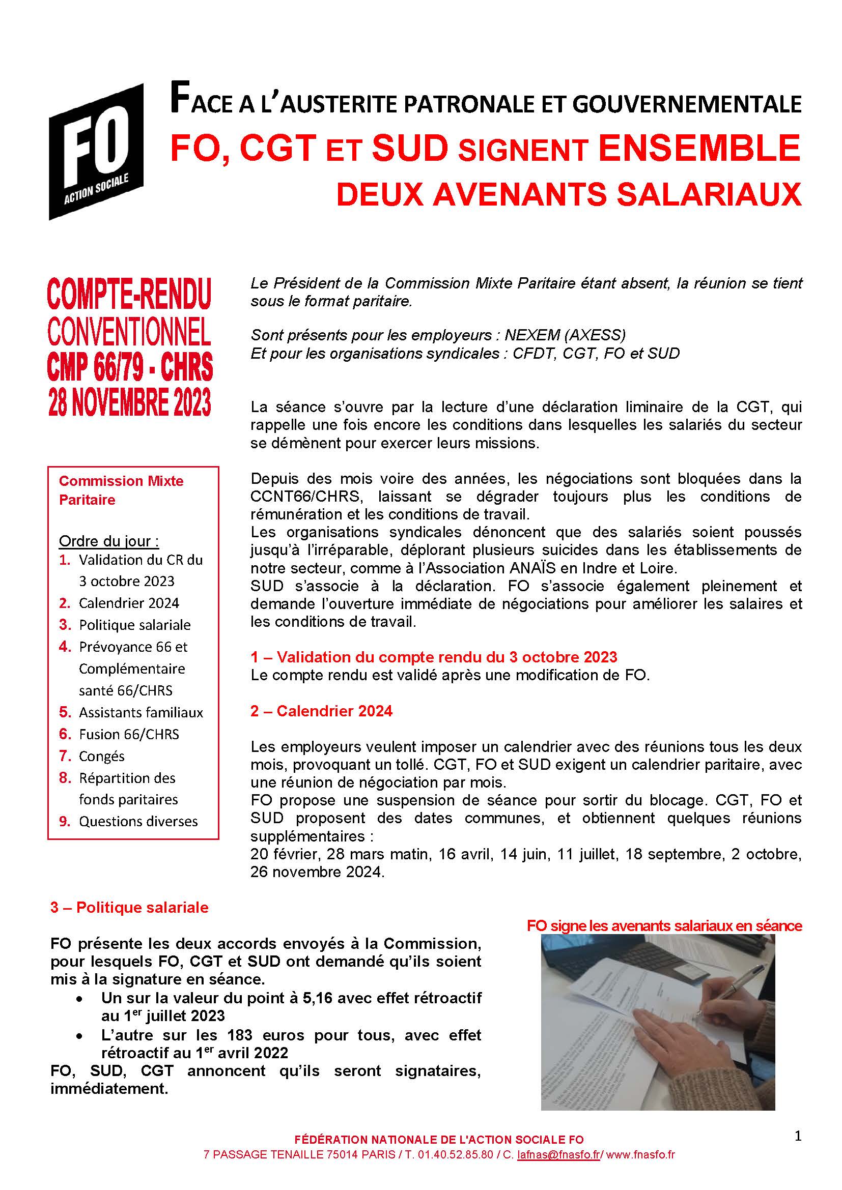 Compte-rendu conventionnel CMP 66/79 – CHRS du 28 Novembre 2023